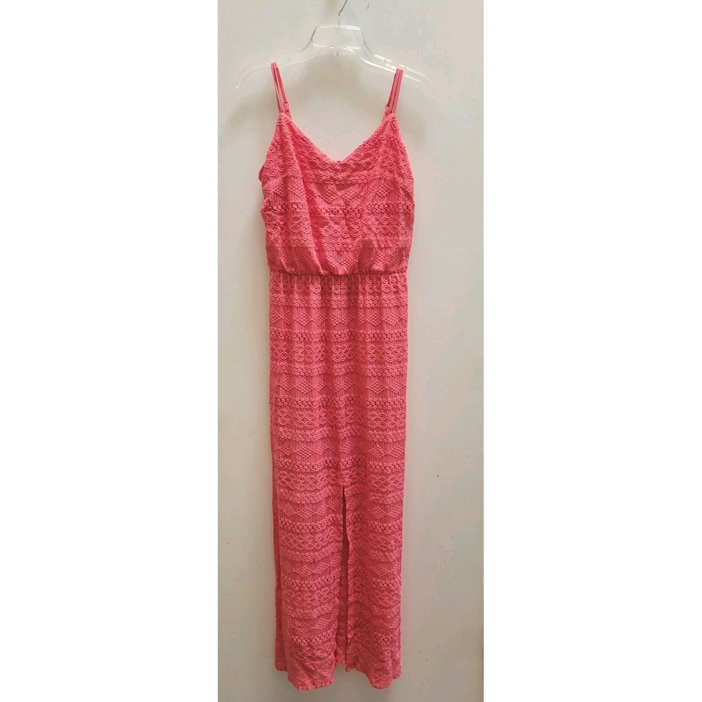VINCE CAMUTO Womens‎ Pink Crochet Maxi Dress with Front Split - Size 10